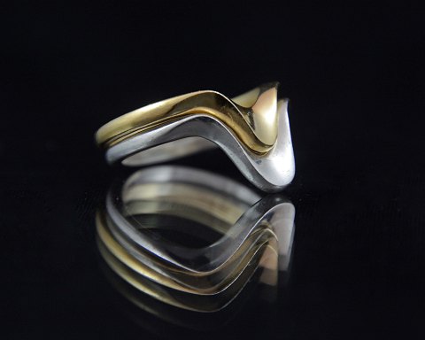Sølv og guld ring af N.E. From, Denmark