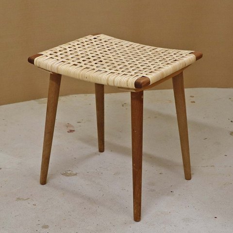 Skammel teak og rørflet43 cm