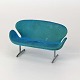 Blå miniature svane sofa11 cm